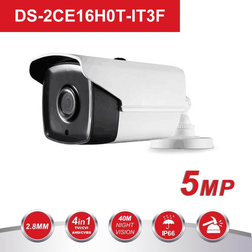 Camera HD-TVI thân trụ hồng ngoại 40m ngoài trời 5MP HIKvison DS-2CE16H0T-IT3F