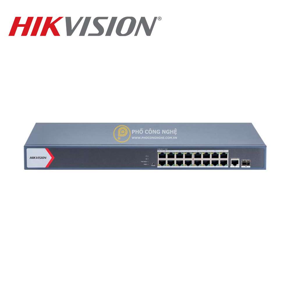 Switch mạng thông minh 16 cổng PoE Gigabit Hikvision DS-3E1518P-EI/M