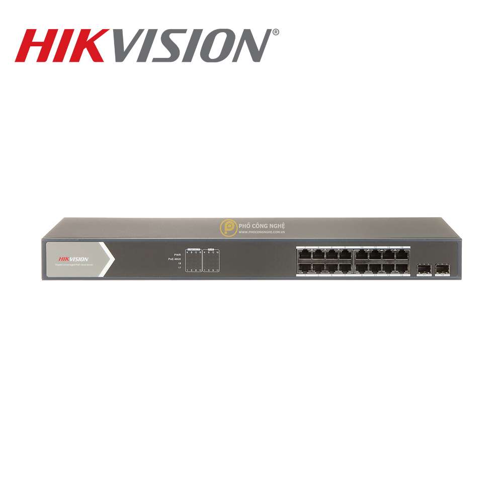 Switch mạng thông minh 16 cổng PoE Gigabit Hikvision DS-3E1518P-SI