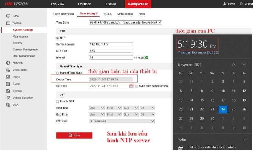  Hướng Dẫn Cấu Hình NTP Timing Server Để Đồng Bộ Thời Gian Cho Thiết Bị Hikvision