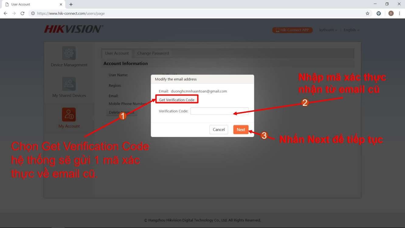 Hướng Dẫn Thay Đổi Email, Số Điện Thoại Và Xóa Tài Khoản Hik-Connect