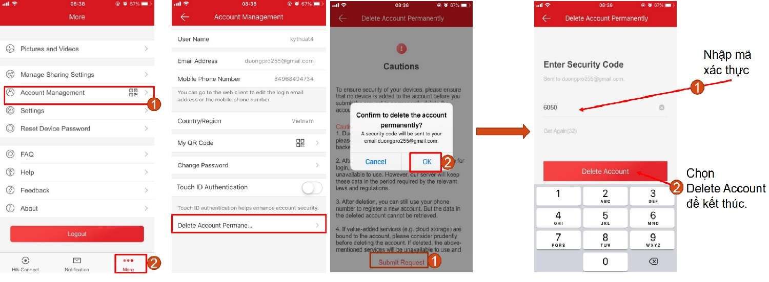 Hướng Dẫn Thay Đổi Email, Số Điện Thoại Và Xóa Tài Khoản Hik-Connect