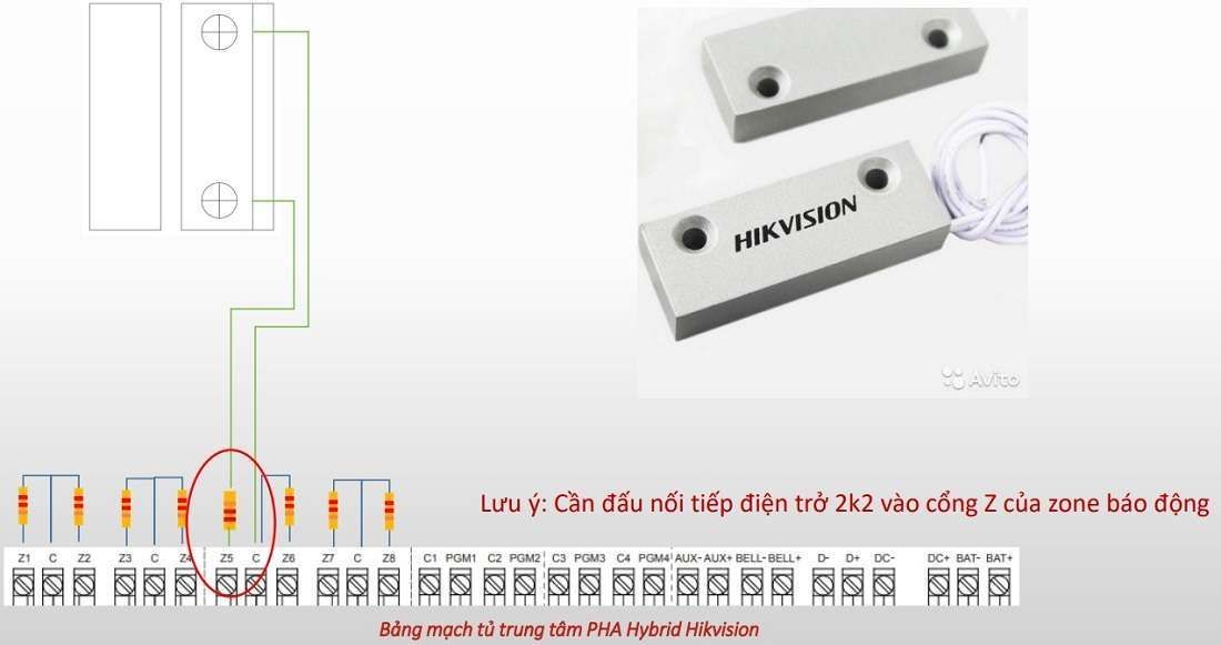 Sơ đồ đấu nối Công tắc từ Hikvision DS-PD1-MC-MS