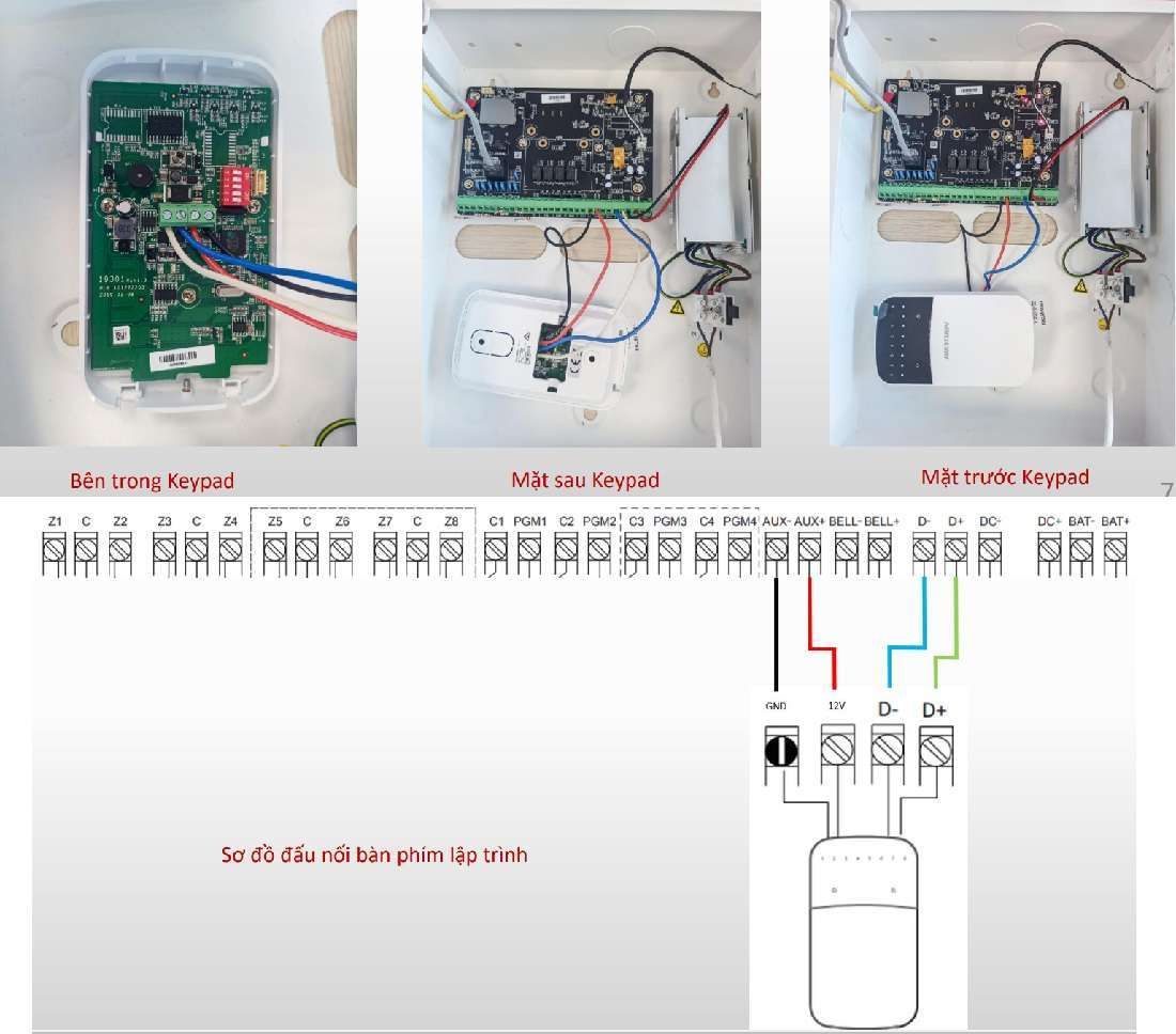 Sơ đồ đấu nối bàn phím lập trình báo động Hikvision