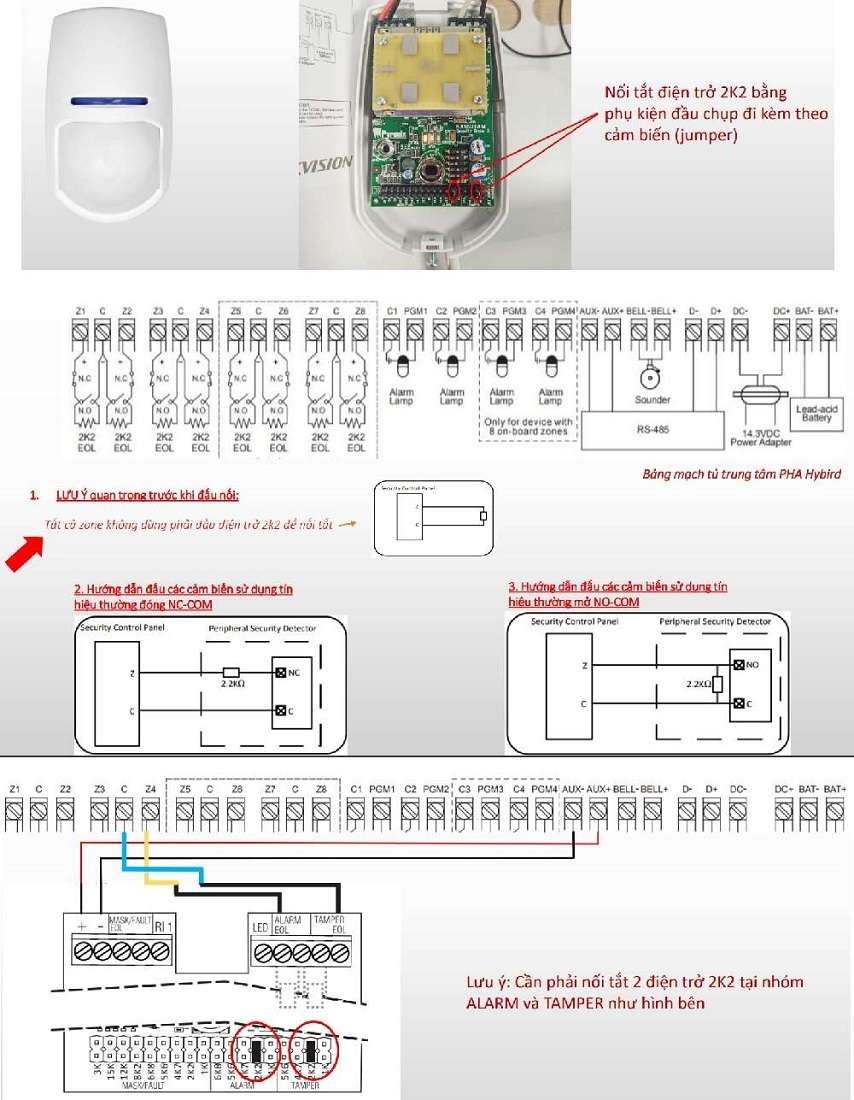 Sơ đồ đấu nối cảm biến chuyển động Hikvision