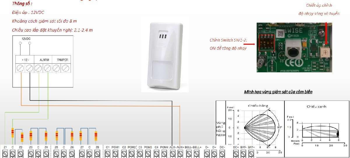 Sơ đồ đấu nối cảm biến hồng ngoại RK811DTPT