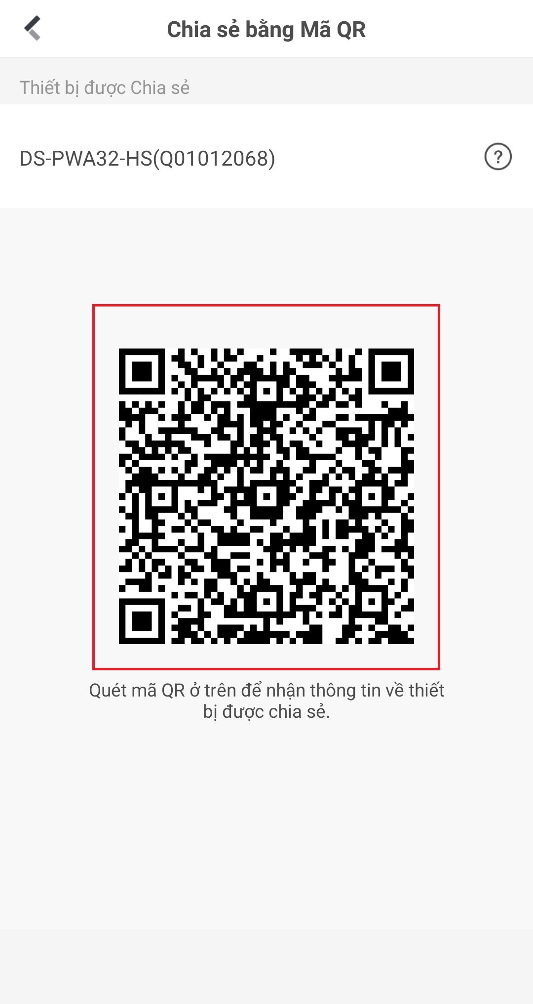 Chia sẻ bằng mã QR code của thiết bị