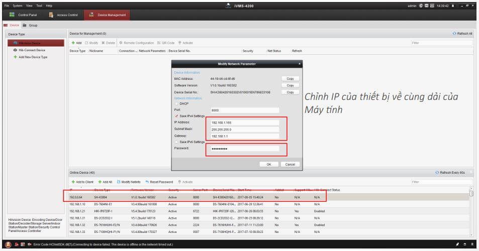 Chỉnh sửa thông số mạng của thiết bị
