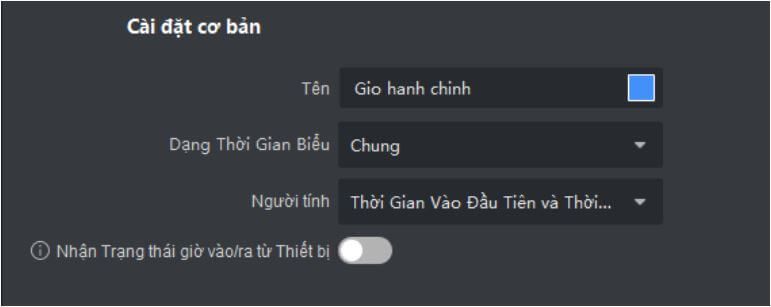 Cài đặt cơ bản thời gian biểu