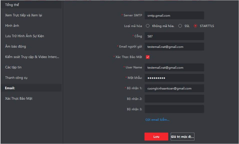 Cấu hình mail trong phần mềm