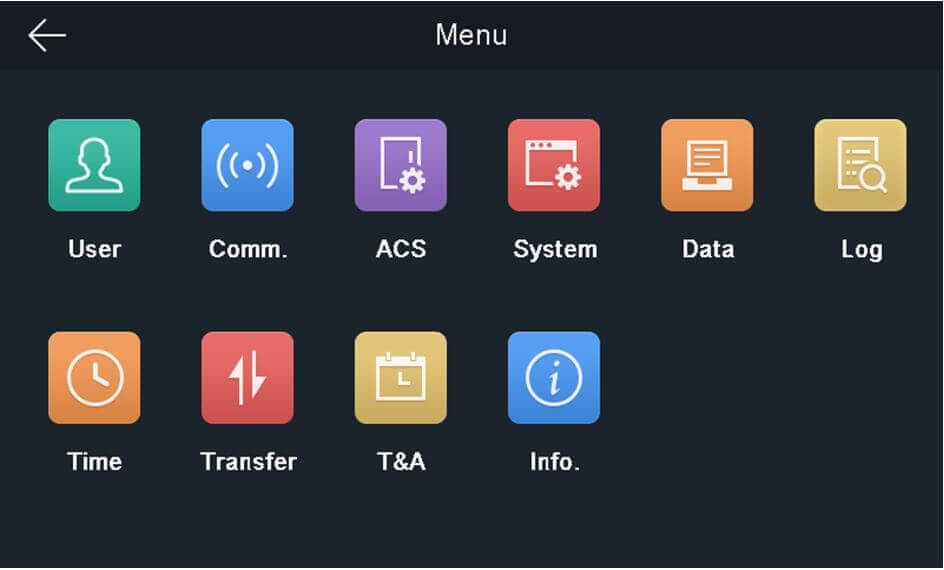 Danh mục menu của HIKvision DS-K1T331W