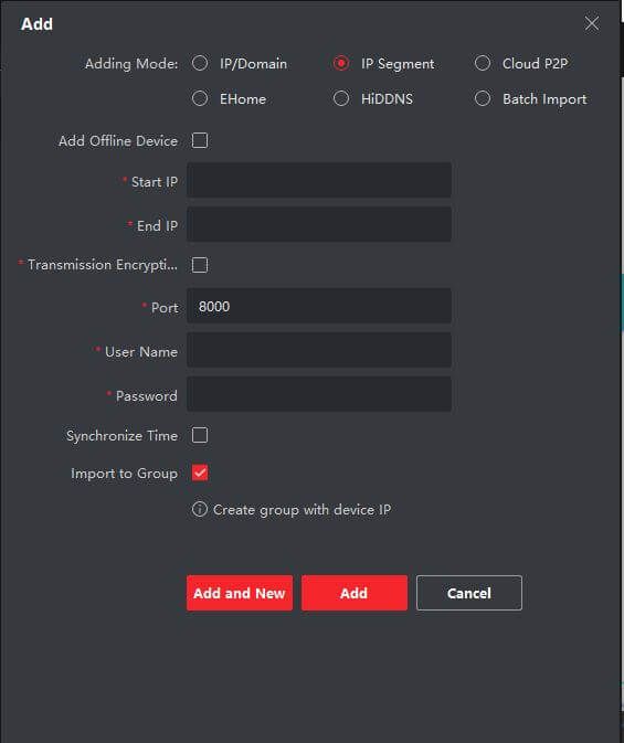 Thêm thiết bị qua IP Segment