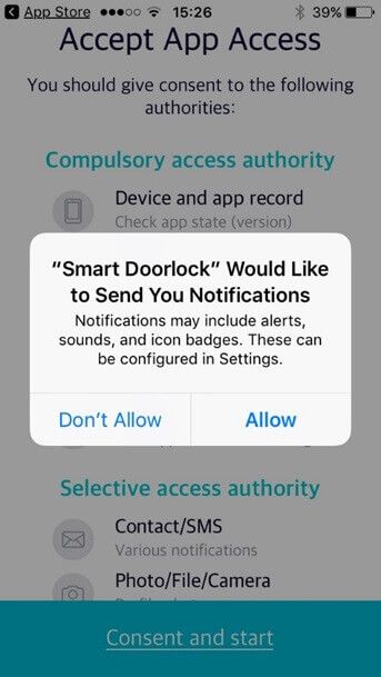 Điều khoản sử dụng Samsung Smart Doorlock