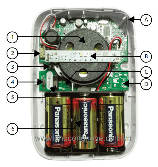 Chi tiết Còi báo động không dây Paradox SR120