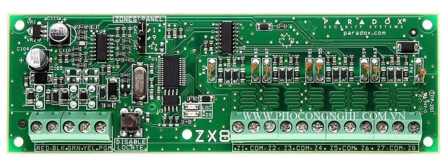Module mở rộng 8 vùng có dây Paradox ZX8 dùng cho tủ báo động EVO192, SP4000, SP5500, SP6000