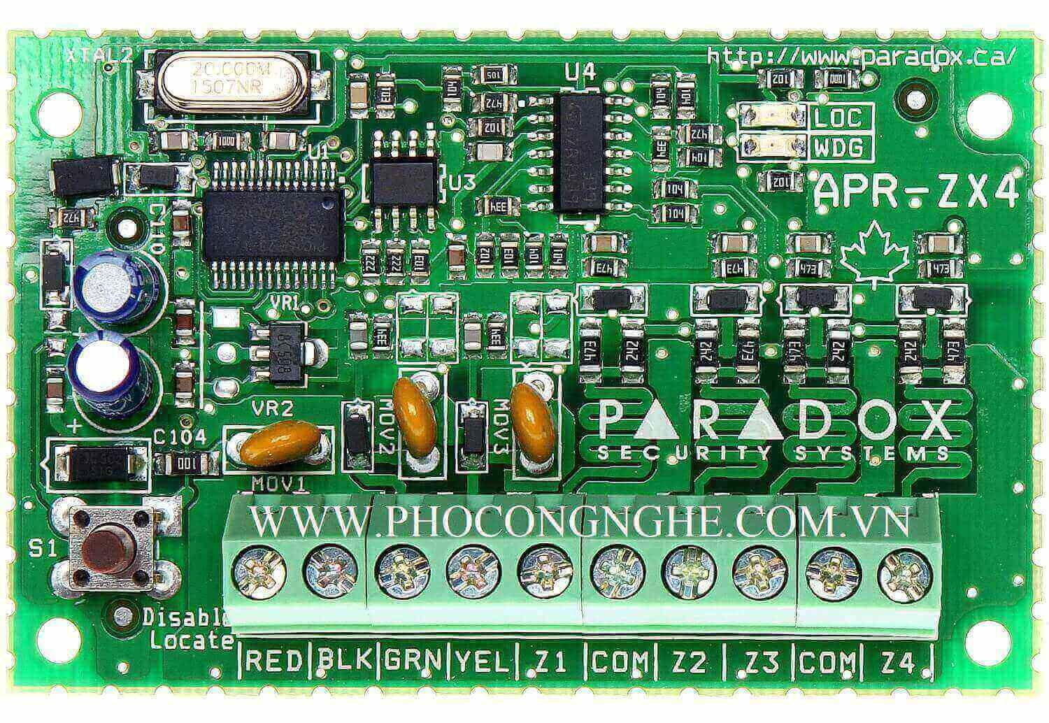 Module mở rộng 4 vùng có dây Paradox ZX4 dùng cho tủ báo động EVO192, SP4000, SP5500, SP6000