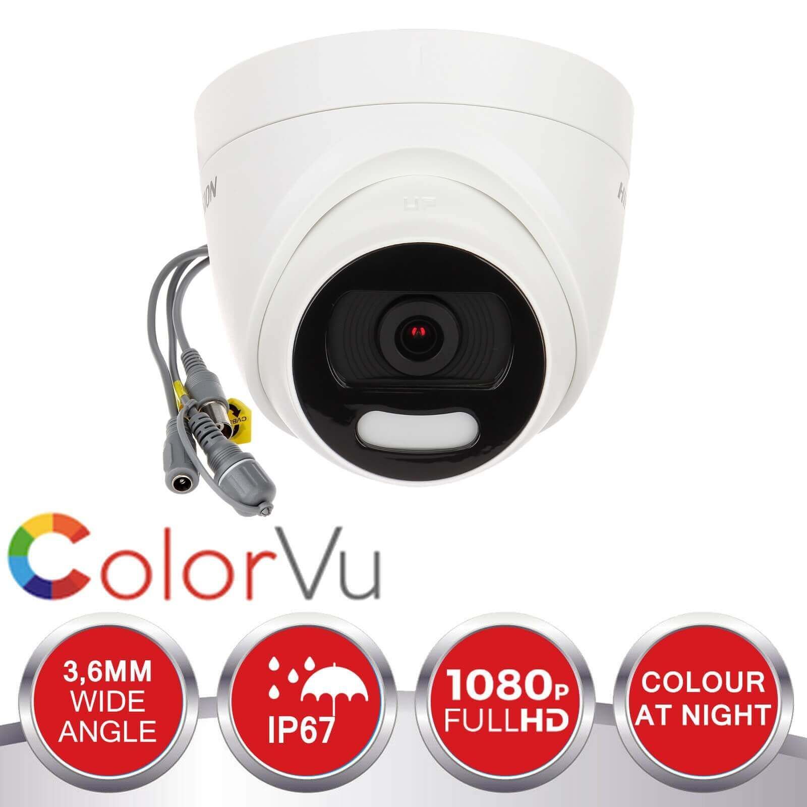 Camera HD-TVI 2MP HIKvision DS-2CE72DFT-F bán cầu có màu 24/24