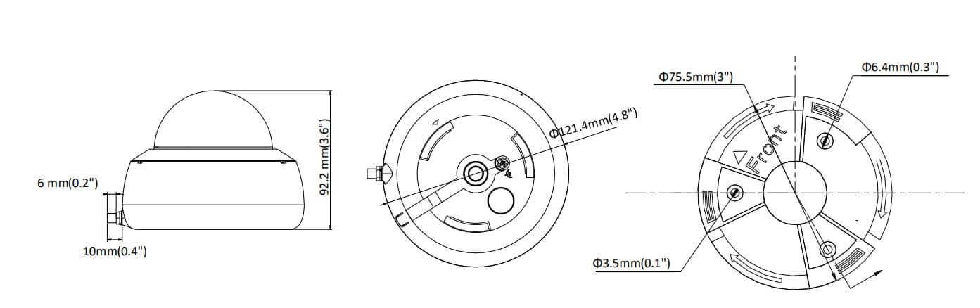 Kích thước camera hikvision DS-2CD2121G1-IDW1