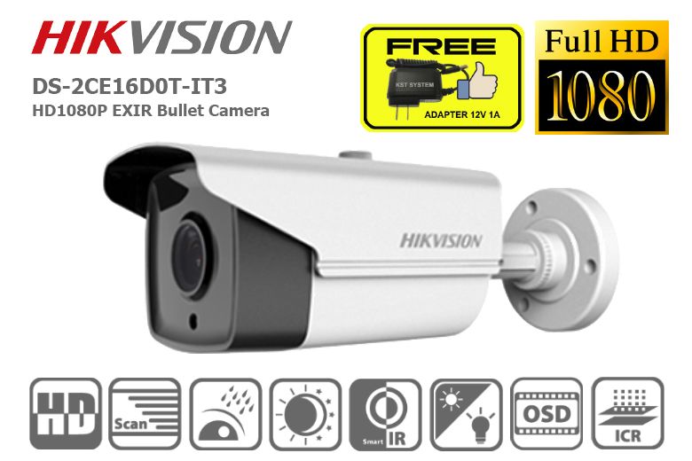 Camera HDTVI Bullet 2MP Hikvision DS-2CE16D0T-IT3