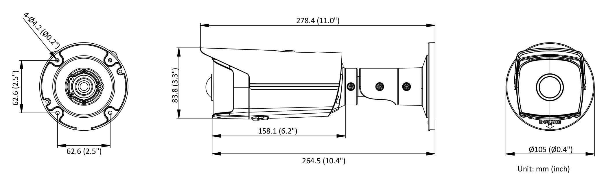 Kích thước camera DS-2CD2T45G0P-I