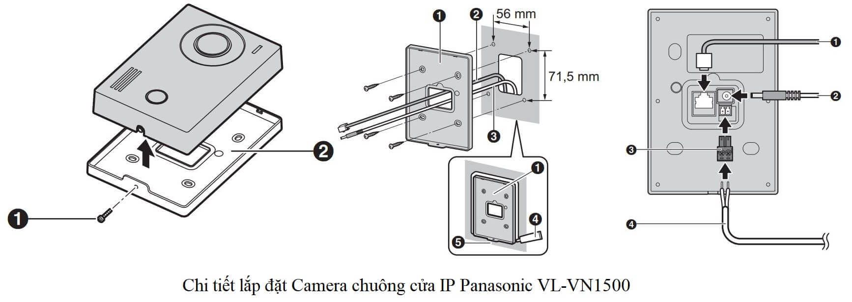 Lắp đặt và đấu nối Camera chuông cửa IP Panasonic VL-VN1500