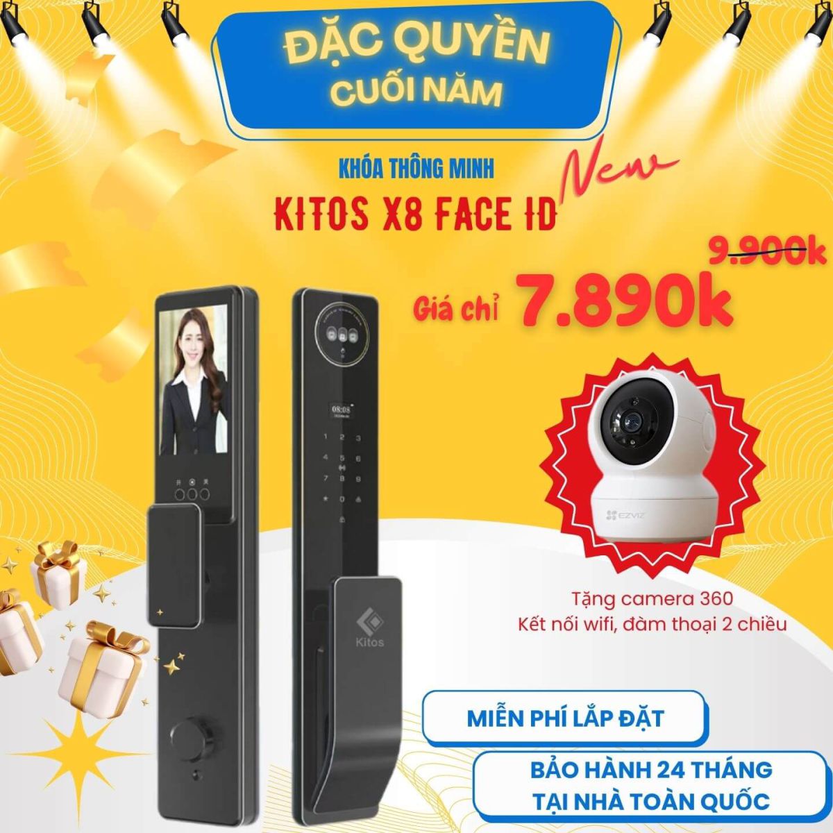 Khóa cửa nhận diện khuôn mặt Kitos KT-X8 Face ID