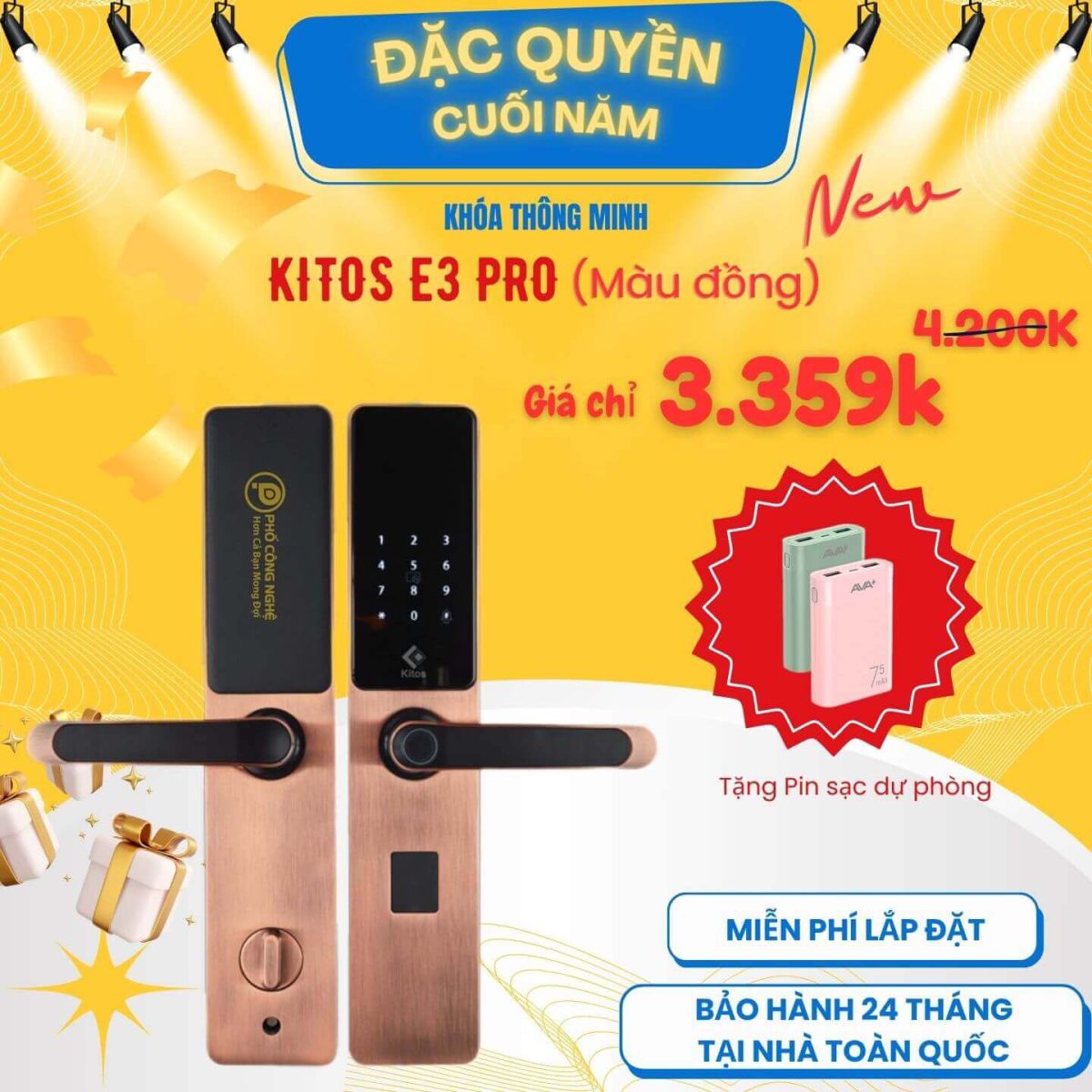 Khóa cửa thông minh Kitos KT-E3 Pro