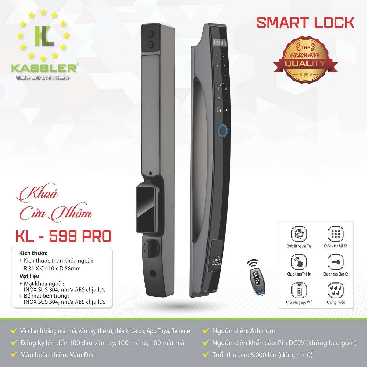 Khóa cửa điện tử Kassler KL-599 Pro