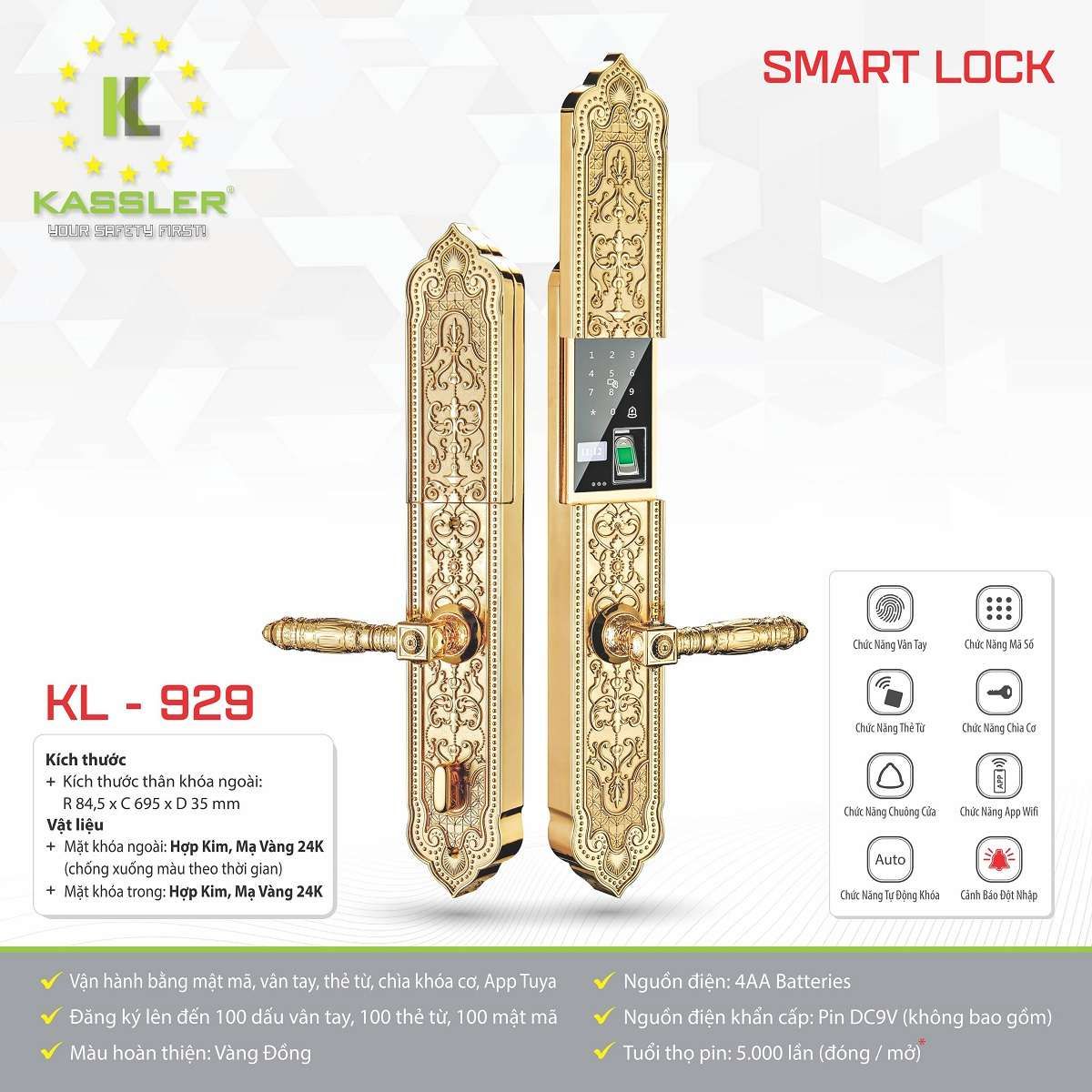 Khóa cửa điện tử Kassler KL-929