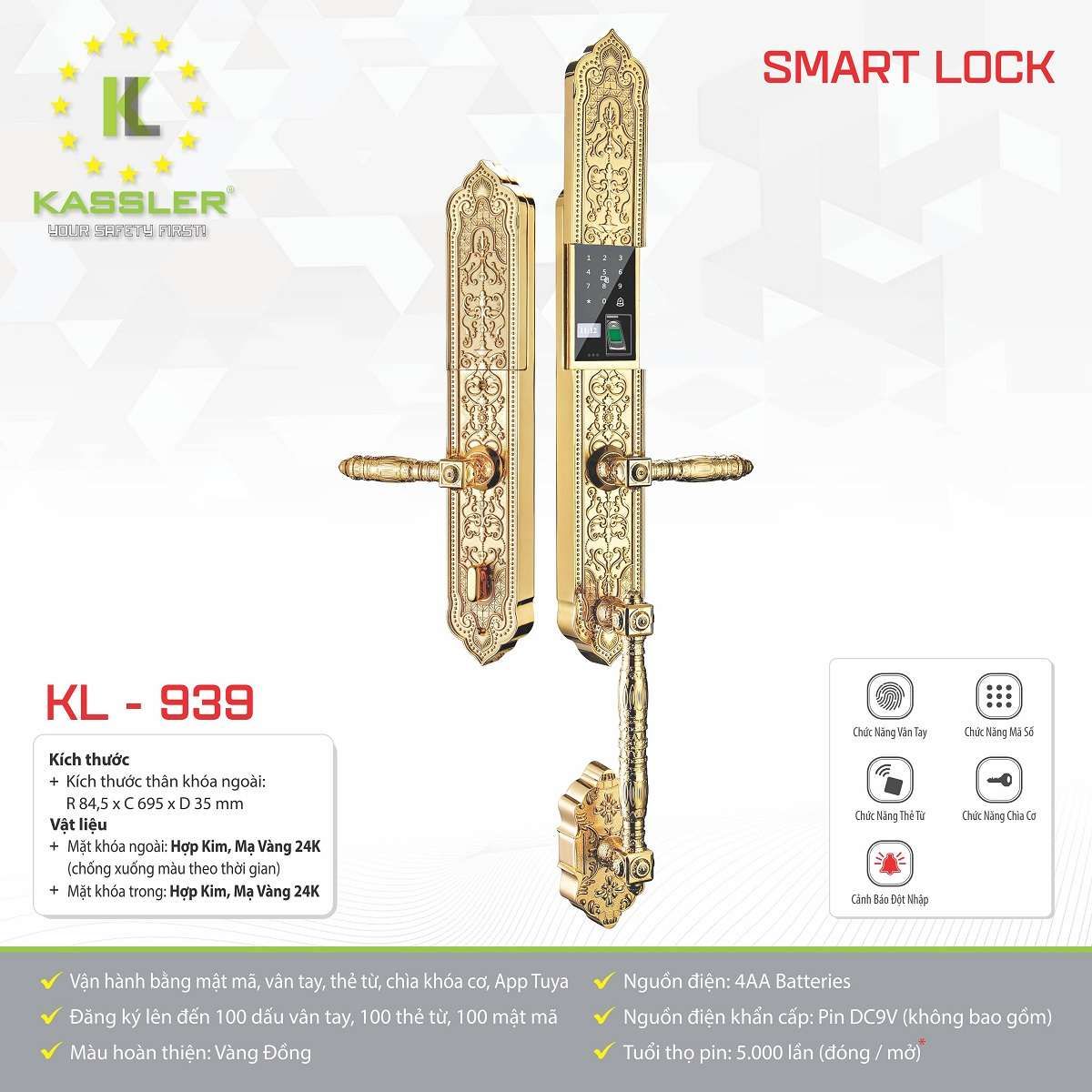 Khóa cửa điện tử Kassler KL-939