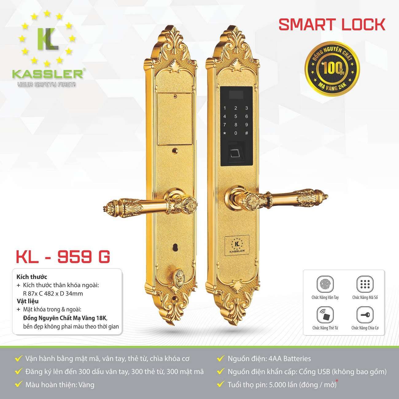 Khóa cửa điện tử Kassler KL-959G