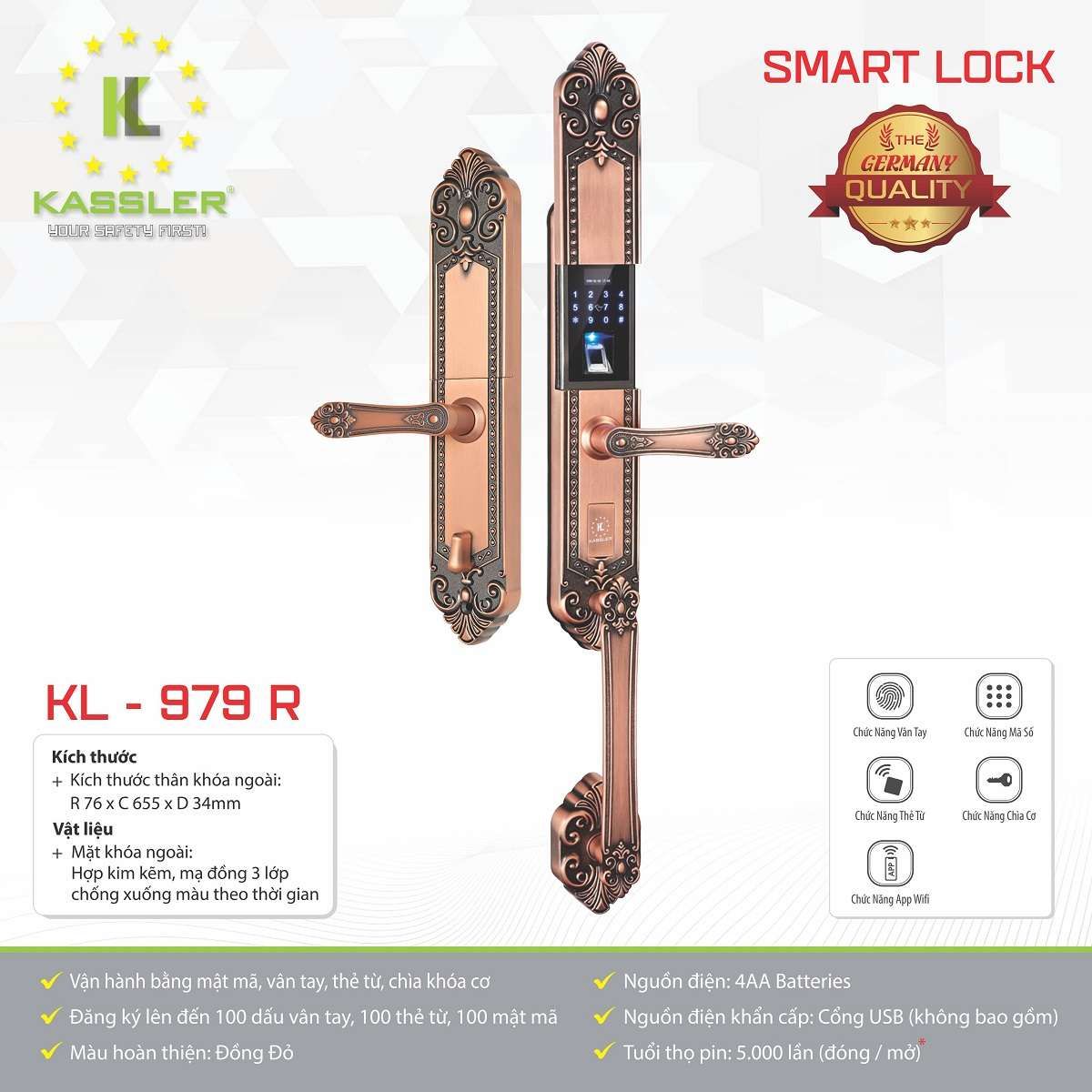 Khóa cửa điện tử Kassler KL-979R