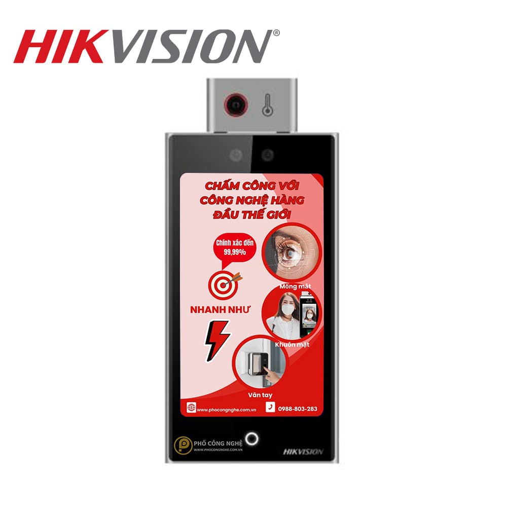 Máy chấm công khuôn mặt, đo thân nhiệt Hikvision DS-K1T673TDX-T