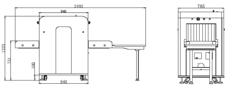 Kích thước máy soi hành lý ZKTeco ZKX5030C