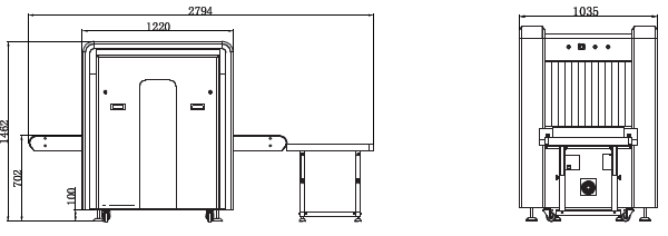 Kích thước máy soi hành lý bằng tia X ZKTeco ZKX6550