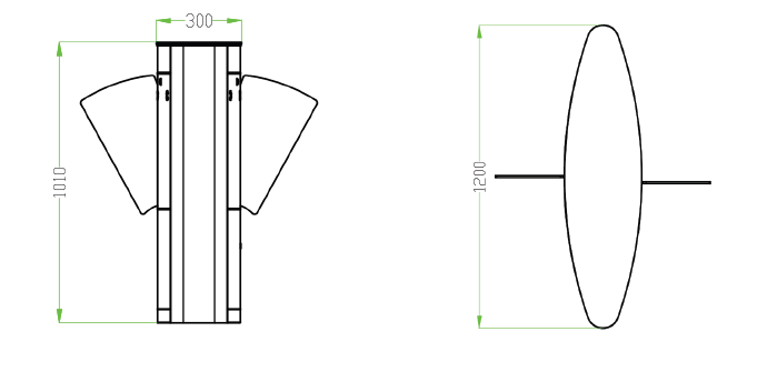 Kích thước Thiết bị kiểm soát vào ra cổng Flap barrier ZKTeco FBL5200