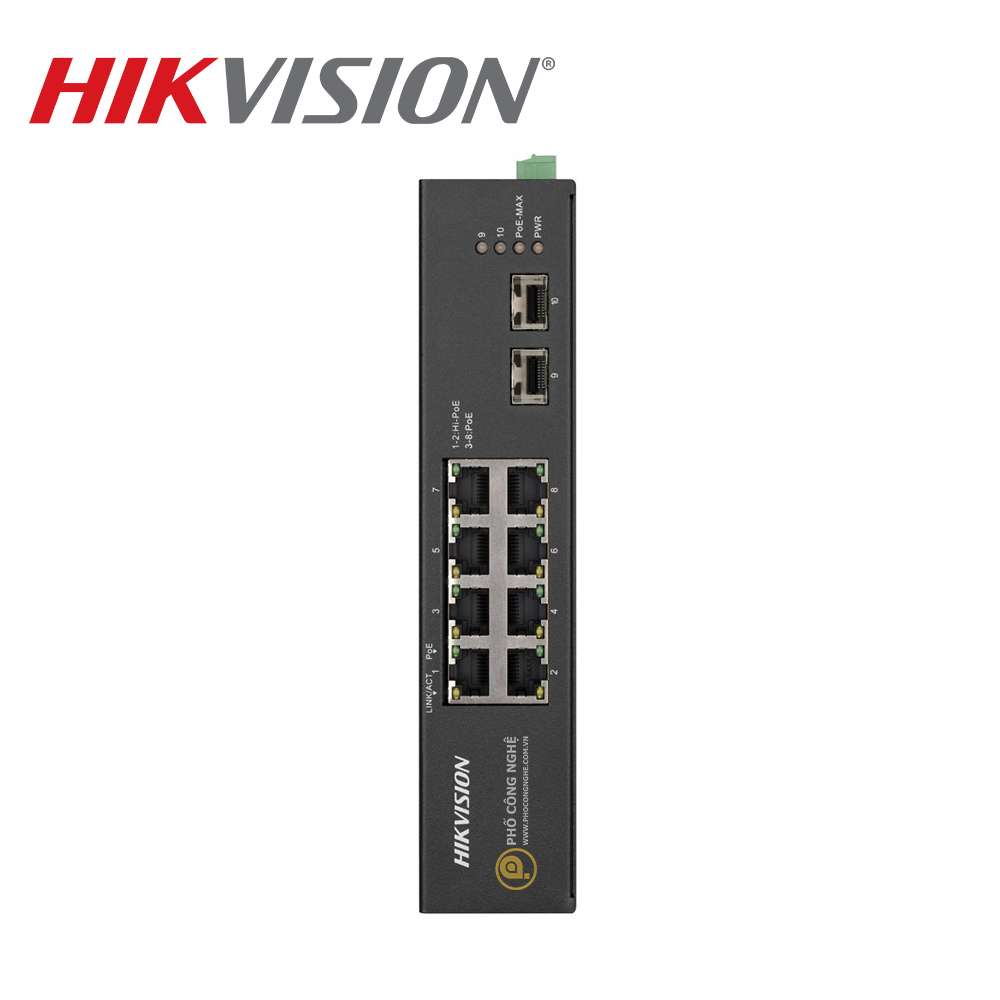 Switch công nghiệp 8 cổng PoE Gigabit Hikvision DS-3T0510HP-E/HS