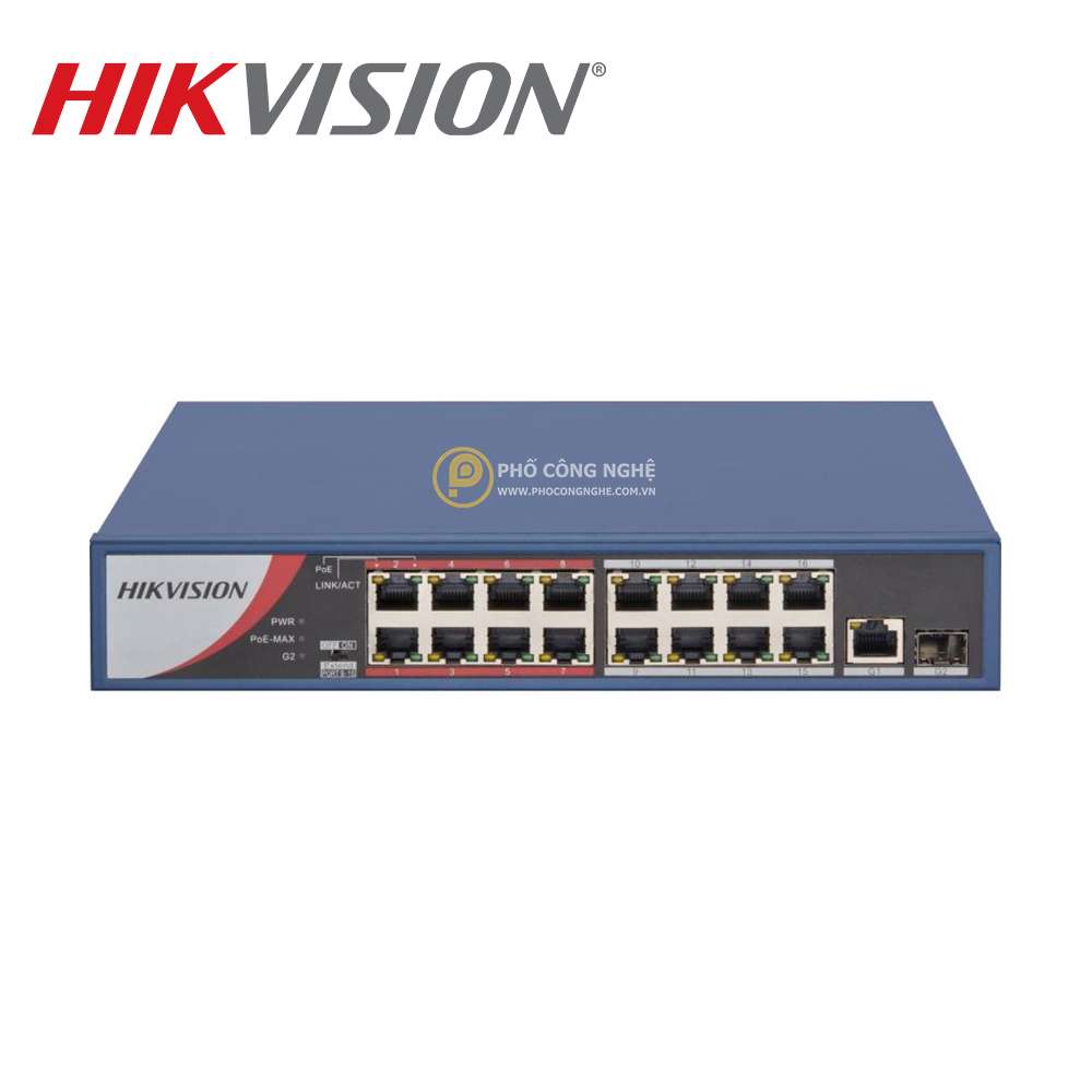 Switch mạng 16 cổng PoE Hikvision DS-3E0318P-E/M(B)
