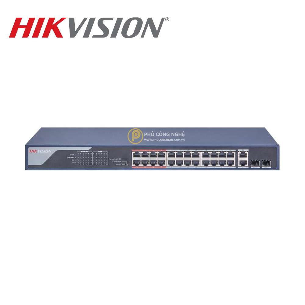 Switch mạng 24 cổng PoE Hikvision DS-3E0326P-E(B)