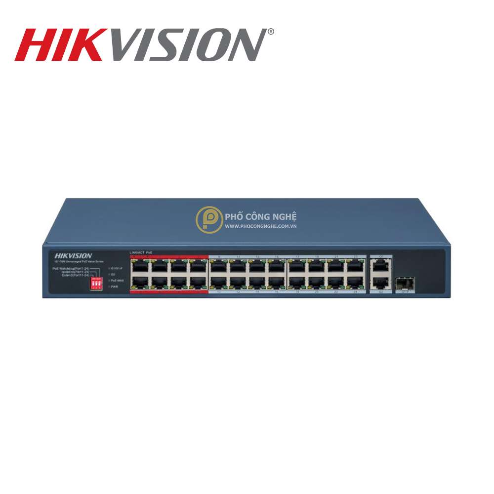 Switch mạng 24 cổng PoE Hikvision DS-3E0326P-E/M(C)
