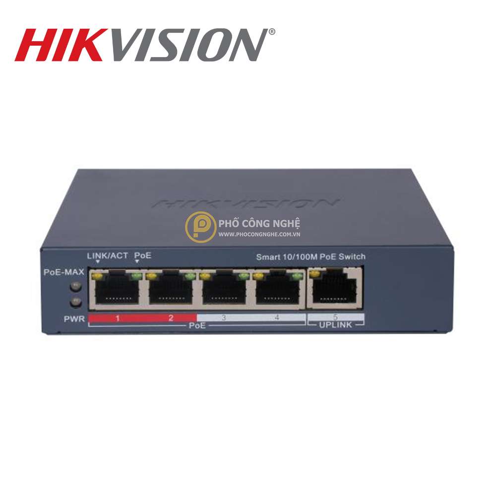 Switch mạng thông minh 4 cổng PoE Hikvision DS-3E1105P-EI/M