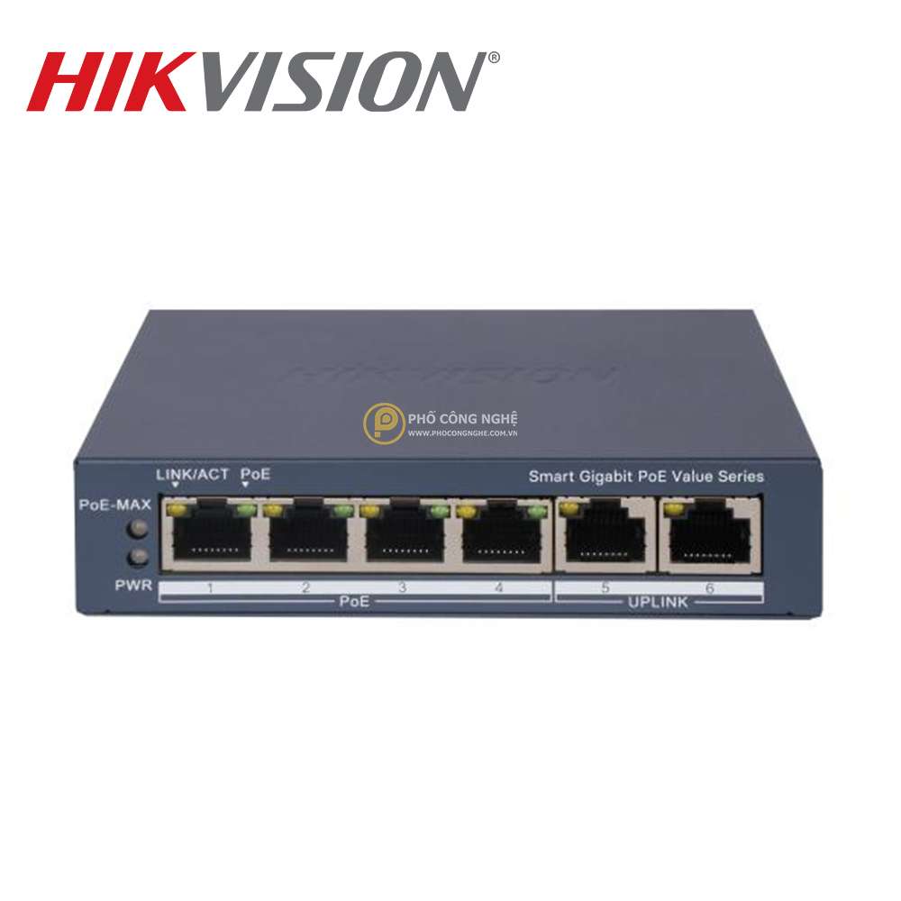 Switch mạng thông minh 4 cổng PoE Hikvision DS-3E1506P-EI/M