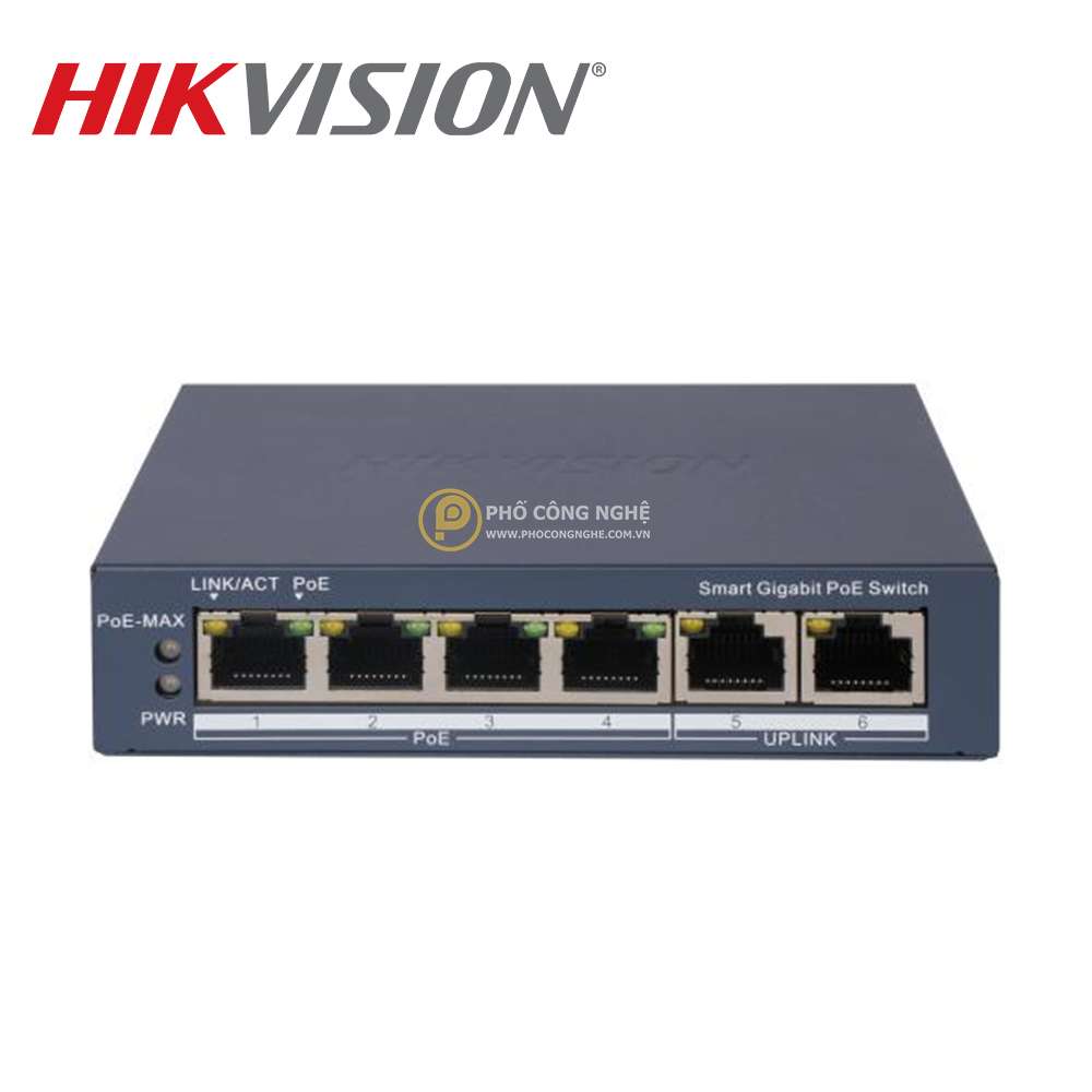 Switch mạng thông minh 4 cổng PoE Hikvision DS-3E1506P-EI