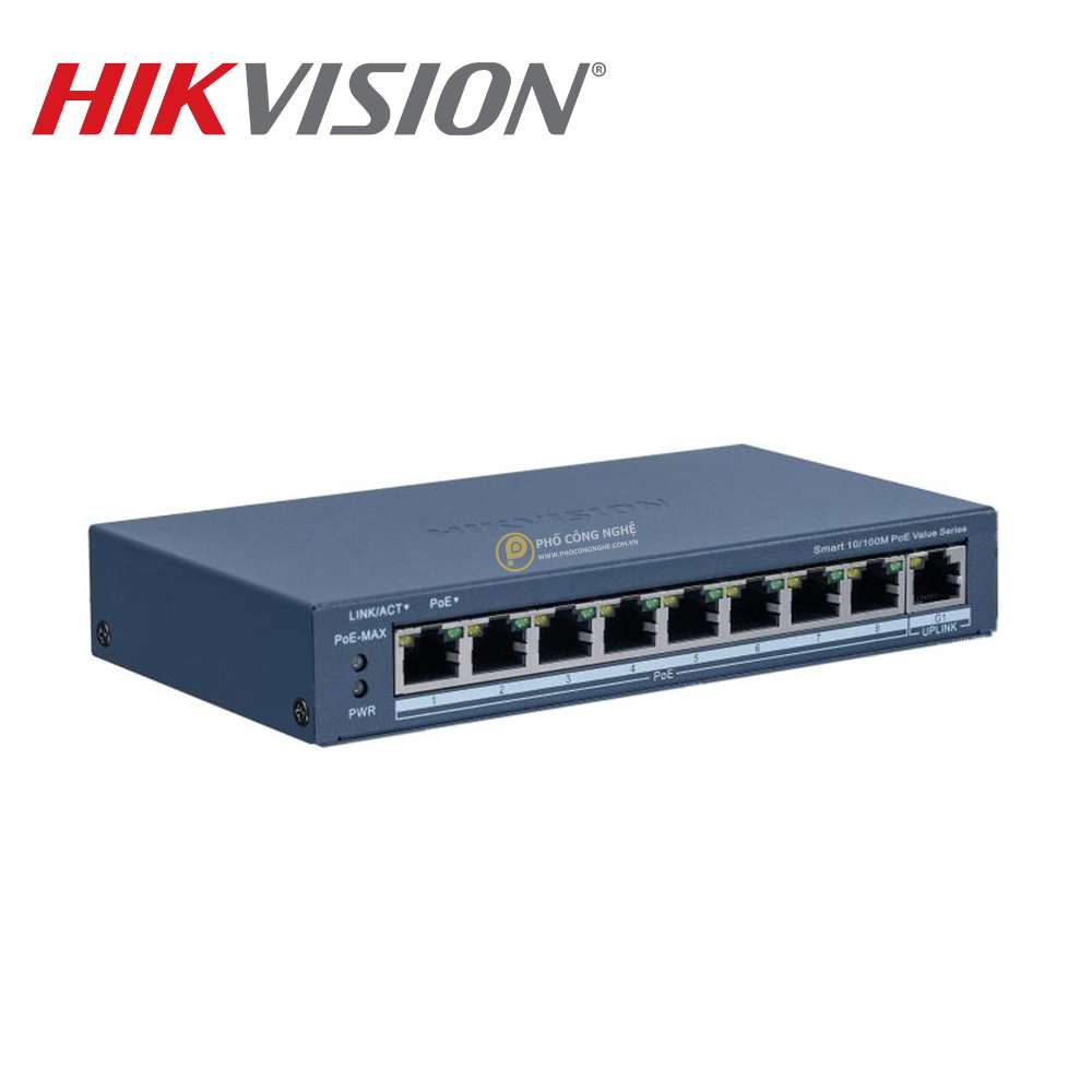 Switch mạng thông minh 8 cổng PoE Hikvision DS-3E1309P-EI/M