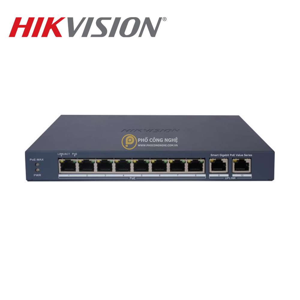 Switch mạng thông minh 8 cổng PoE Hikvision DS-3E1310P-EI/M
