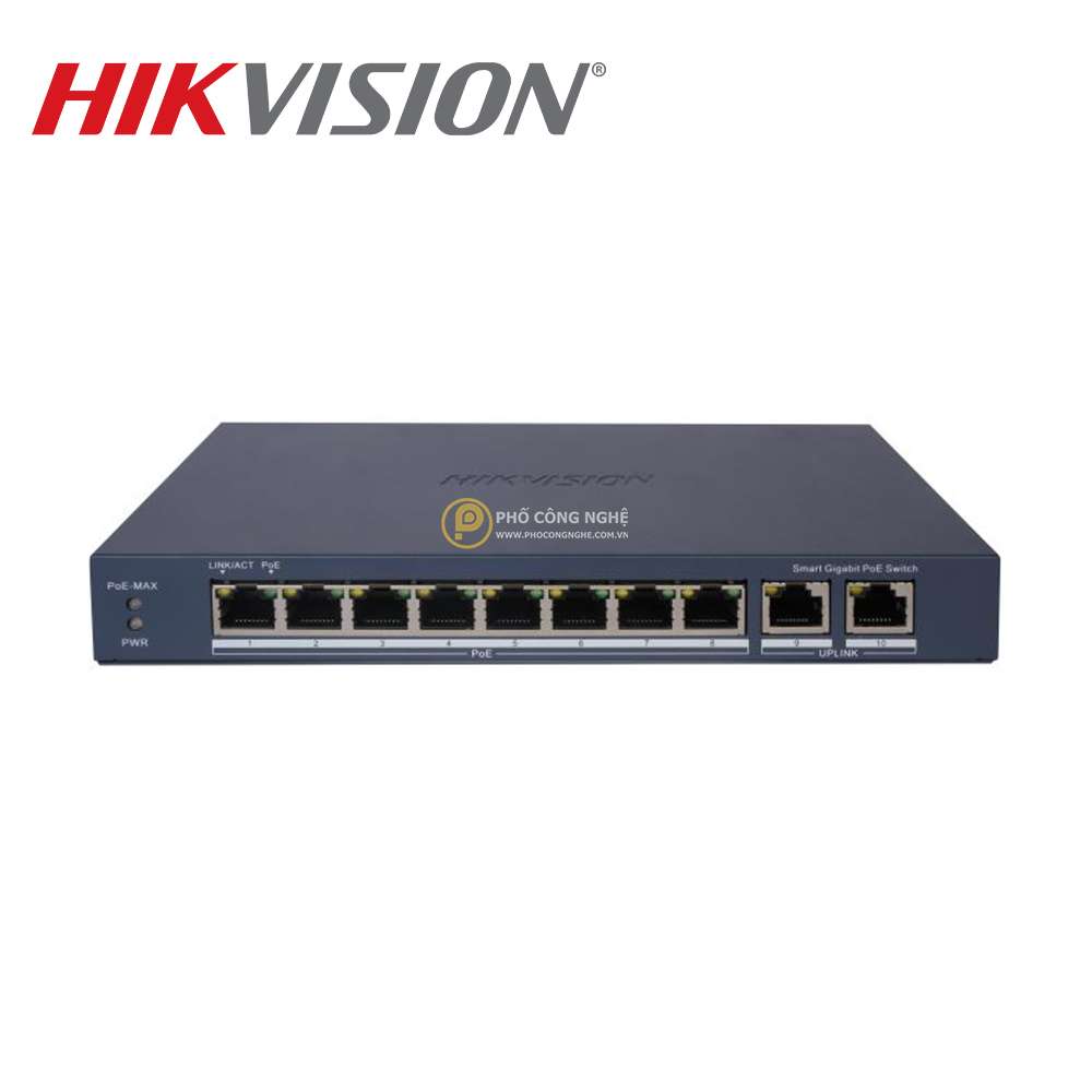 Switch mạng thông minh 8 cổng PoE Hikvision DS-3E1510P-EI