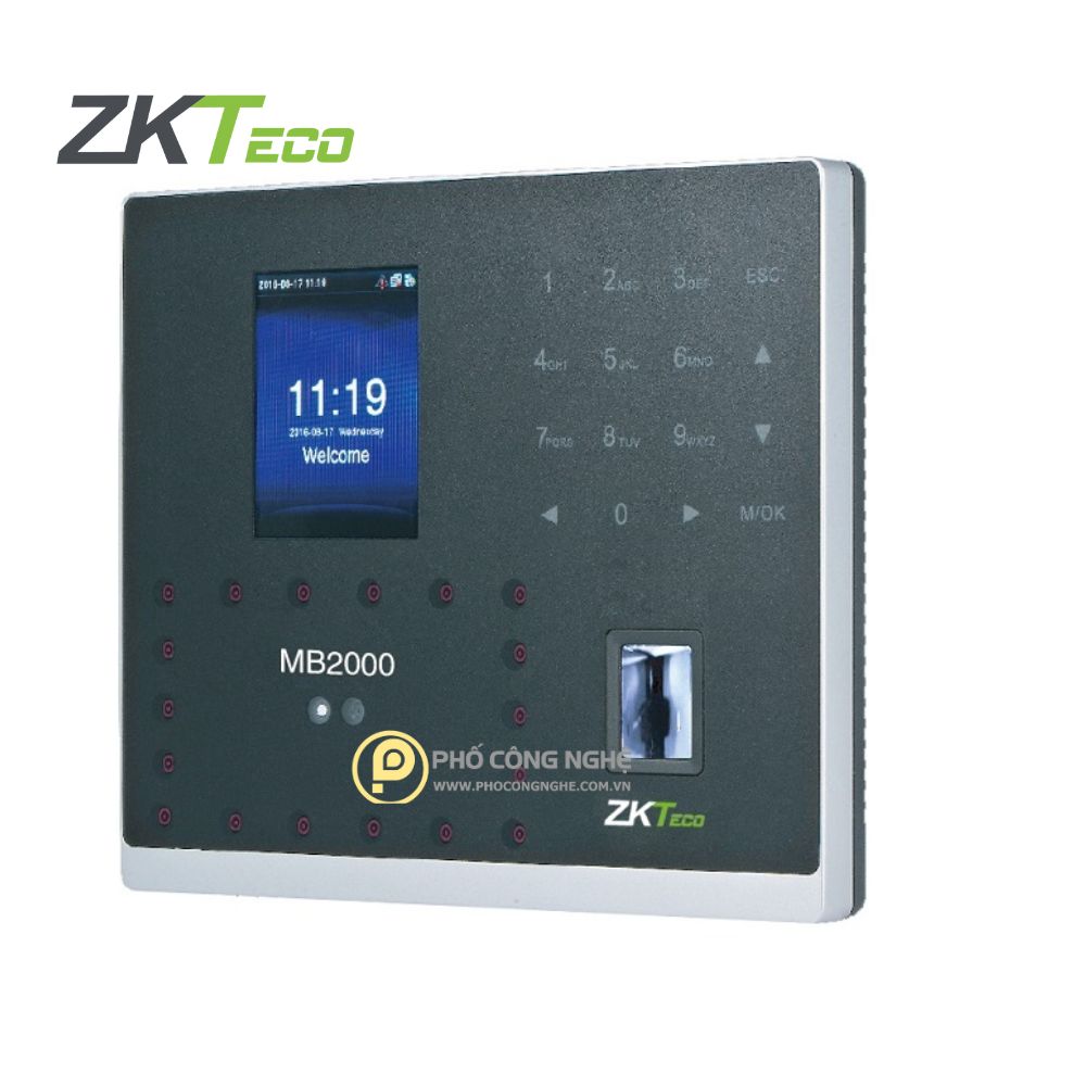 Máy chấm công khuôn
  mặt và vân tay ZKTeco MB2000